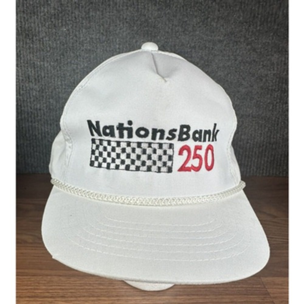 Vintage Nations Bank 250 Baseball Cap Hat Snapback White Rope Youngan Hat Co